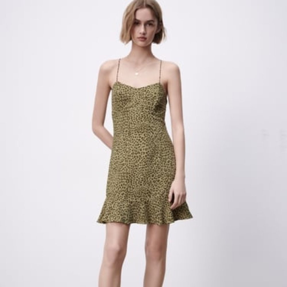 PRINTED MINI DRESS KHAKI